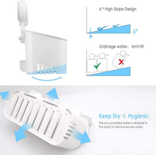 Load image into Gallery viewer, ilikable Vacuum Shower Caddy Suction Cup No-Drilling Removable Waterproof Bathroom Wall Shelf Shower Basket Storage Organizer for Shampoo Conditioner Razors Soap - White