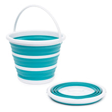Load image into Gallery viewer, LIVIVO Collapsible Bucket – Large 10L Capacity Sturdy Folding Silicon Water Bucket with Comfortable Grip Handle – Neat and Tidy Space Saving Solution for your Garage Shed Home Bedroom (Turquoise)