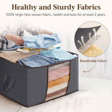 Load image into Gallery viewer, Lifewit 95L Clothes Storage Bags Large Storage Box With Lid Packing Boxes for Moving House With Reinforced Handle Thick Fabric Clear Window for Clothes Duvet Blankets Bedding, 3 Pack, Grey