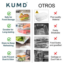 Load image into Gallery viewer, KUMD 10 Pack Fridge Organisers, Stackable Fridge Storage Containers with Lids, BPA-Free, Clear Fruit Storage Container for Fridge Organiser, Keep Food, Fruit, Vegetables Fresh
