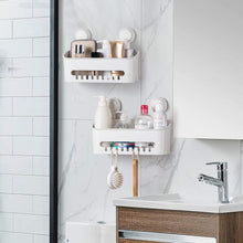 Load image into Gallery viewer, ilikable Vacuum Shower Caddy Suction Cup No-Drilling Removable Waterproof Bathroom Wall Shelf Shower Basket Storage Organizer for Shampoo Conditioner Razors Soap - White