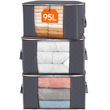 Load image into Gallery viewer, Lifewit 95L Clothes Storage Bags Large Storage Box With Lid Packing Boxes for Moving House With Reinforced Handle Thick Fabric Clear Window for Clothes Duvet Blankets Bedding, 3 Pack, Grey