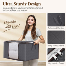 Load image into Gallery viewer, Lifewit 95L Clothes Storage Bags Large Storage Box With Lid Packing Boxes for Moving House With Reinforced Handle Thick Fabric Clear Window for Clothes Duvet Blankets Bedding, 3 Pack, Grey