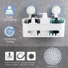 Load image into Gallery viewer, ilikable Vacuum Shower Caddy Suction Cup No-Drilling Removable Waterproof Bathroom Wall Shelf Shower Basket Storage Organizer for Shampoo Conditioner Razors Soap - White