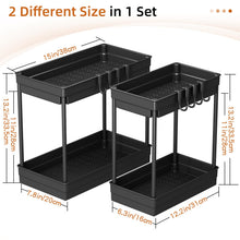 Load image into Gallery viewer, TidyTrove 2 Pack Under Sink Storage - Kitchen Storage and Organisation, 2 Tier Kitchen Under Sink Shelf, Multi-Purpose Organisation for Bathroom,Black