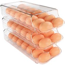 Load image into Gallery viewer, theaoo Egg Holder for Fridge, Automatic Rolling Egg Container for Refrigerator, Clear Plastic Egg Dispenser, Stackable Eggs Organizer with Quick Removable inner Tray For Organizers and Storage, 3 Pack