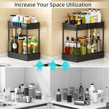 Load image into Gallery viewer, TidyTrove 2 Pack Under Sink Storage - Kitchen Storage and Organisation, 2 Tier Kitchen Under Sink Shelf, Multi-Purpose Organisation for Bathroom,Black