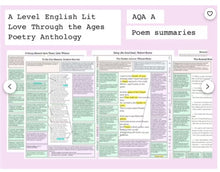 Load image into Gallery viewer, A Level English Literature Poetry Summaries || AQA A