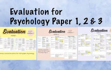 Load image into Gallery viewer, FULL AQA A Level Psychology Evaluation for Paper 1, 2 & 3 Bundle