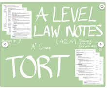 Load image into Gallery viewer, A Level Tort Law Notes and Sample Answer Structures AQA