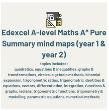 Load image into Gallery viewer, Edexcel A-Level Maths Pure A* Summary Mind Maps (Year 1/AS and Year 2/A2)