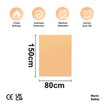 Load image into Gallery viewer, Electric Blanket Heated Underblanket 150 x 80cm & 160 x 140cm, 3 Heat Settings with Timer Overheat Protection Washable