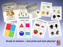 Load image into Gallery viewer, Smart Match for Kids Ages 3–5 | Memory & Matching Cards | Colours, Shapes, Big & Small & Shadow Matching
