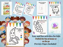 Load image into Gallery viewer, Kids Activity Book | 34 Pages of Colouring, Counting, Tracing, Mazes, Dot-to-Dot & Puzzles | Preschool Printable