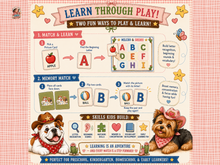 Load image into Gallery viewer, Alphabet Matching Game A–Z | 52 Letter & Picture Cards, 4 Game Boards & Memory Game | Early Literacy Printable