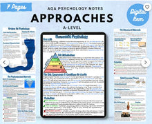 Load image into Gallery viewer, AQA A-level Psychology full condensed notes: APPROACHES white background printable