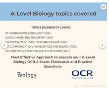 Load image into Gallery viewer, Biology A Level OCR A Exam Anki Cards For Student Flashcards Biology Practice Questions 2024 Revision Notes Study Resources OCR Anki Deck
