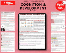 Load image into Gallery viewer, AQA A-level Psychology Notes: COGNITION & DEVELOPMENT printable