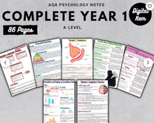 Load image into Gallery viewer, AQA A-Level Psychology: Complete year one (white background) handwritten condensed notes