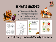 Load image into Gallery viewer, Vegetables Activity Pack Ages 3–6 | Flashcards, Writing & Colouring Worksheets | Preschool Printable