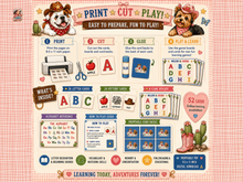 Load image into Gallery viewer, Alphabet Matching Game A–Z | 52 Letter & Picture Cards, 4 Game Boards & Memory Game | Early Literacy Printable