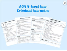Load image into Gallery viewer, AQA A-Level Law - Criminal Law Notes

