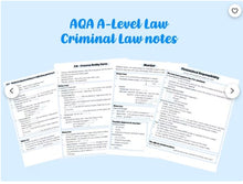 Load image into Gallery viewer, AQA A-Level Law - Criminal Law Notes