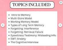 Load image into Gallery viewer, AQA A-level Psychology full condensed notes: MEMORY printable notes