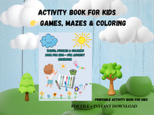 Load image into Gallery viewer, Kids Activity Book | 34 Pages of Colouring, Counting, Tracing, Mazes, Dot-to-Dot & Puzzles | Preschool Printable