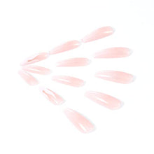 Load image into Gallery viewer, Handcess Coffin Glossy False Nail Long Ballerina Press on Nails Pink Gradient Acrylic Art Full Cover Fake Nails Flame Stick on Nail for Women and Girls(24Pcs)