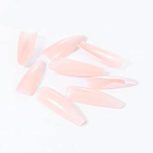 Load image into Gallery viewer, Handcess Coffin Glossy False Nail Long Ballerina Press on Nails Pink Gradient Acrylic Art Full Cover Fake Nails Flame Stick on Nail for Women and Girls(24Pcs)