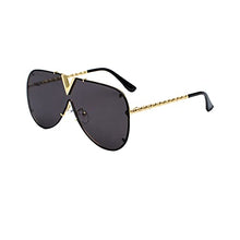 Load image into Gallery viewer, Trendy Sunglasses, Adult V-Shaped Design Decor Outdoor Glasses, UV400 Eye Protection Clothing Accessory (Gold#Black)