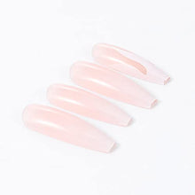 Load image into Gallery viewer, Handcess Coffin Glossy False Nail Long Ballerina Press on Nails Pink Gradient Acrylic Art Full Cover Fake Nails Flame Stick on Nail for Women and Girls(24Pcs)