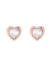 Load image into Gallery viewer, Ted Baker Han Crystal Heart Stud Earrings - Rose Gold or Silver Tone Plated with Crystal (Rose Gold Tone/Crystal)