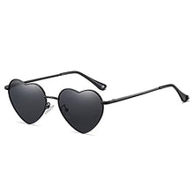 Load image into Gallery viewer, Dollger Heart Polarised Sunglasses Women's Metal Frame Trendy Cute Heart Shape Sunglasses UV400 Protection, Black frame/black lens