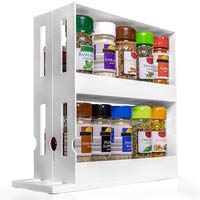 Load image into Gallery viewer, Hustlejacks Spice Rack Organiser, Spice rack kitchen organiser, organise seasoning, best for tidy spices and herbs, expandable rotating spice rack, inside kitchen cupboard, in white plastic.