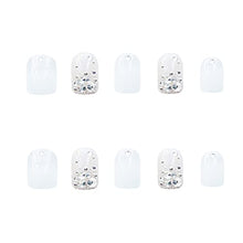 Load image into Gallery viewer, Glossy White Press on Nails 24PCS Bling Silver Glitter False Nails with Rhinestone French Design Nail Art for Women and Girls Party Salon