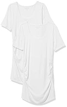 Load image into Gallery viewer, Amazon Essentials Maternity 2-pack Short-sleeve Rouched Scoopneck T-shirt, White/White, M