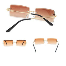 Load image into Gallery viewer, Rectangle Sunglasses Women Retro Square Men Rimless Eyewear Vintage Trendy Small Glasses Metal Frames Tinted Lens (rectangle 1)