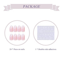 Load image into Gallery viewer, BABALAL 24Pcs Medium Coffin Fake Nails Pink White Flame False Nails Glossy Ballerina Press on Nails for Women and Girls