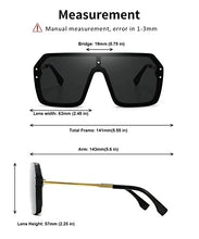 Load image into Gallery viewer, Oversized Sunglasses for Women Men Classic Trendy Flat Top Sunglasses UV400 Protection Black