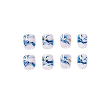 Load image into Gallery viewer, Press on Nails, Short Squra Fake Nails Acrylic False Nails Tips Full Cover Stick on Nails, Nail Art Manicure Decoration for Women and Girls 24PCS- Wave Summer