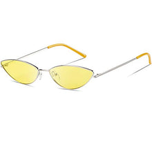 Load image into Gallery viewer, DUCO Trendy Cool Stylish Vintage Cateye Sunglasses for Women with UV400 Protection W019 (Silver Frame Yellow Lens)