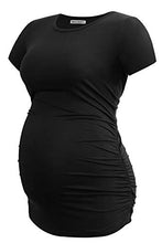 Load image into Gallery viewer, Smallshow Maternity Clothing Tops Side Ruched Pregnancy Clothes for Women 3-Pack Black/Grey/Wine M