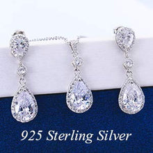 Load image into Gallery viewer, Clearine Women's 925 Sterling Silver Wedding Bridal Cubic Zirconia Infinity Teardrop Pendant Necklace Dangle Earrings Set Clear