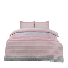 Load image into Gallery viewer, Sleepdown Textured Stripe Blush Pink Grey Reversible Duvet Cover & Pillowcase Set Bedding Quilt Case Single Double King Super King (Double)