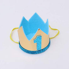 Load image into Gallery viewer, STOBOK Birthday Crown Hat Baby Birthday 1 Year Old Crown Glitter Party Hats Boy Girl Birthday Party Decoration Headdress (Sky Blue)