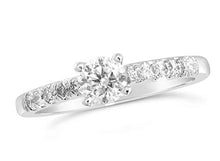 Load image into Gallery viewer, 0.50 carat solitaire white gold diamond ring with large diamonds on the shoulders_P