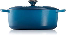 Load image into Gallery viewer, LE CREUSET Signature Enamelled Cast Iron Oval Casserole Dish With Lid, 31 cm, 6.3 Litre, Marseille Blue, 211783120
