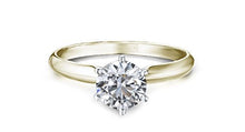 Load image into Gallery viewer, yellow gold diamond ring 1 carat solitaire with diamond grading report_K
